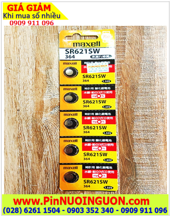 COMBO 01 vỉ 5viên Pin đồng hồ 1.55v Silver Oxide Maxell SR621SW, 364 _Giá 69.000/ Vỉ 5viên